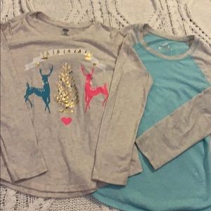 2 long sleeve tees, justice & old navy